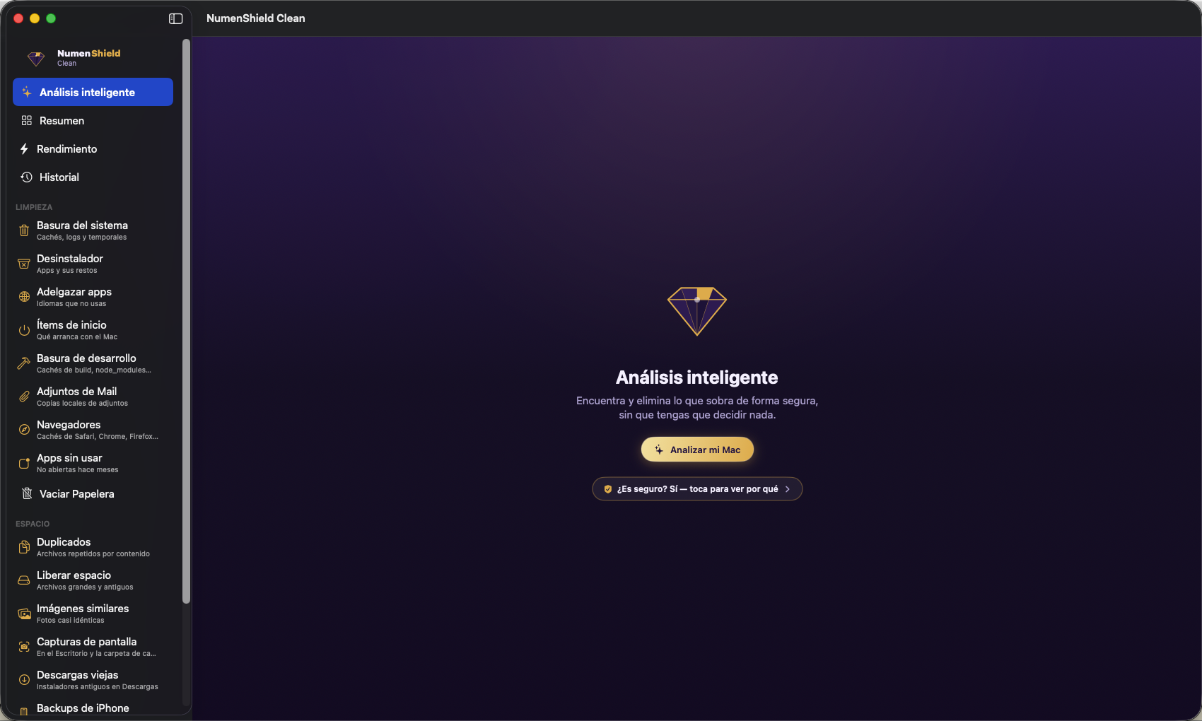 NumenShield Clean en macOS